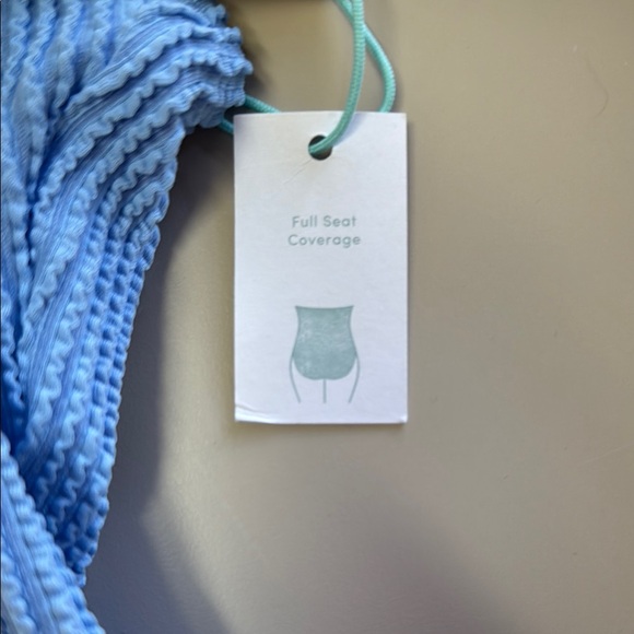 Kona Sol Blue Ribbed One Piece Swimsuit - Picture 5 of 9